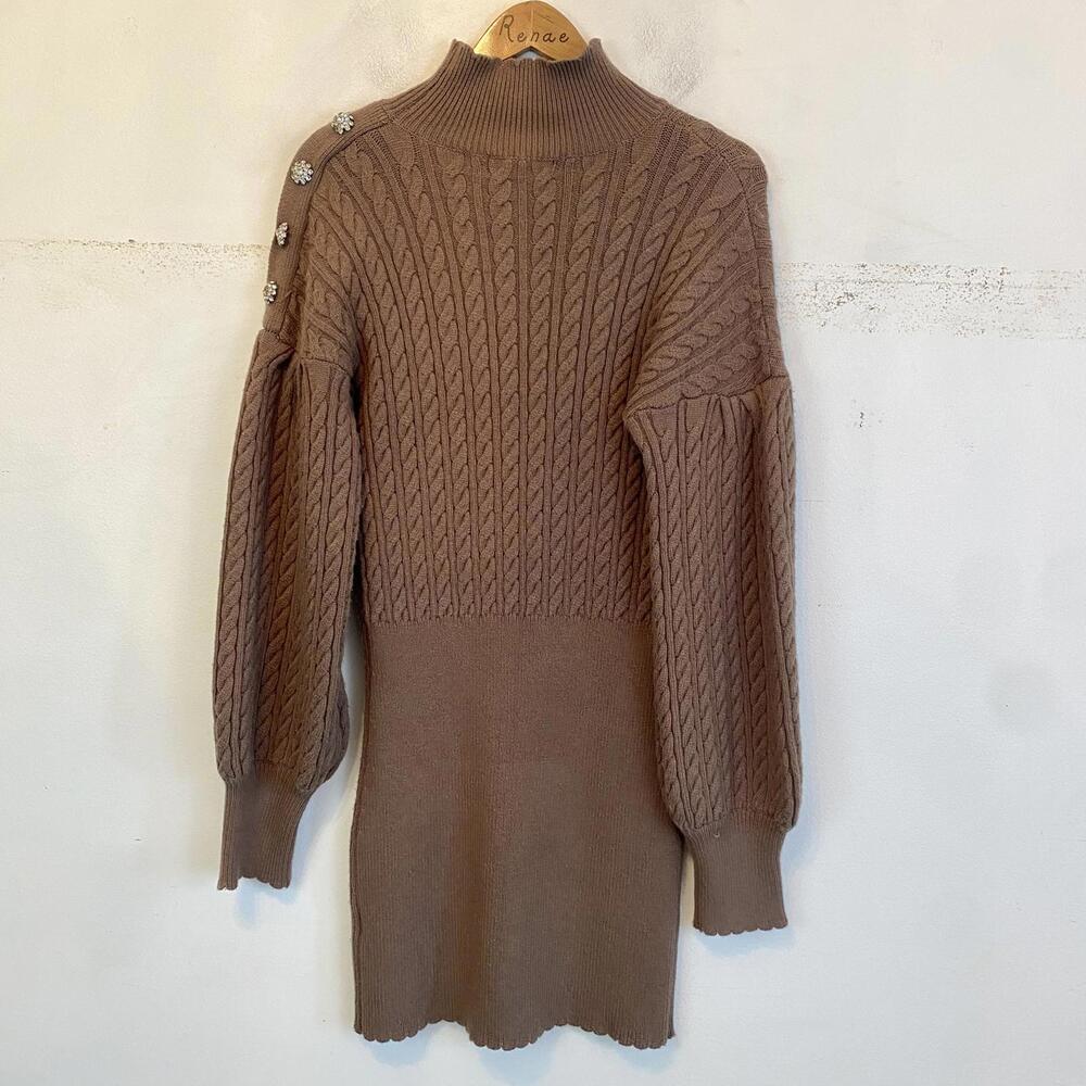 EN SAISON taupe knit Bettany dress sz S - Picture 3 of 8